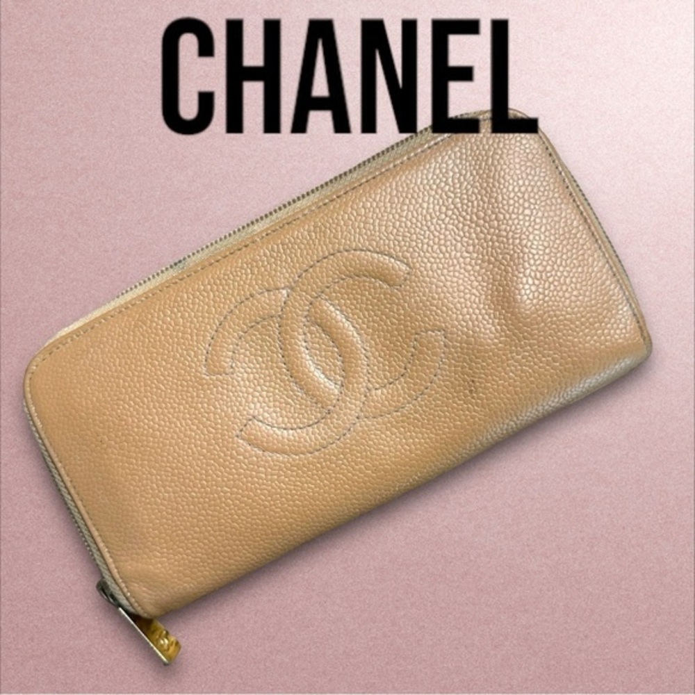 Chanel caviar zip wallet